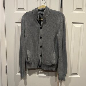 Kenneth Cole Men's Ribbed Gray Cardigan